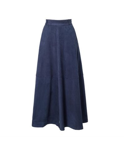 Julia Allert Suede Elegance Ankle-length Flare Skirt - Blue