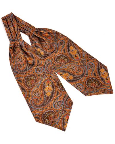 DAVID WEJ / Neutrals Self Tie Paisley Cravat – Orange & - Brown