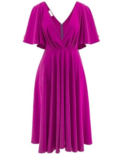 ROSERRY Florence Wrap Dress With Butterfly Sleeves & Pockets In Orchid - Purple