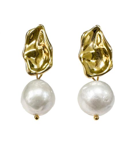 Farra Freshwater Pearls Modern Earrings - Metallic