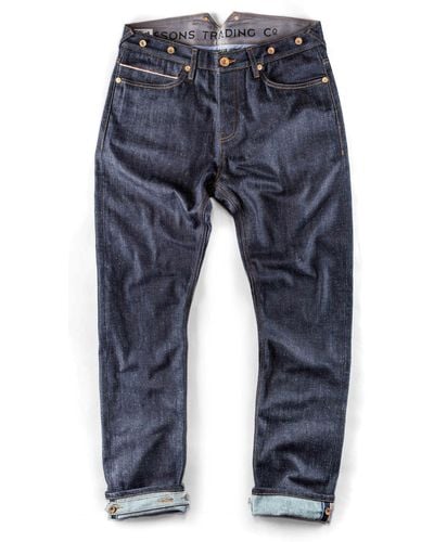 &SONS Trading Co The New Frontier 14oz Selvedge Anti-bac Raw Denim Jeans - Blue