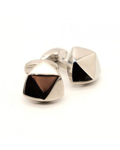 DAVID WEJ Triangle Cufflink – Silver - Black