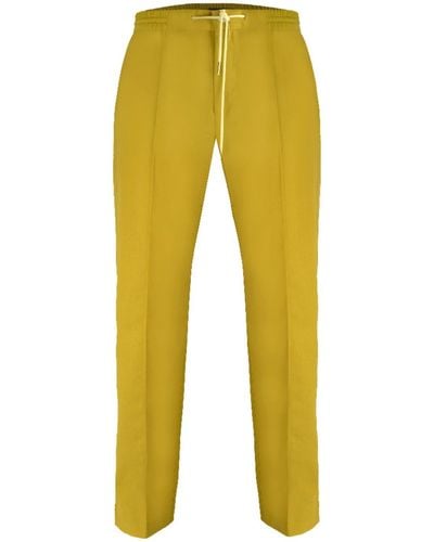 DAVID WEJ Kingston Linen Blend Pants – Mustard - Yellow