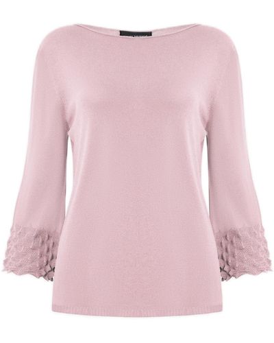James Lakeland Knitted Detail Scoop Neck Sweater Pale Pink