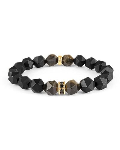 AWNL Golden Obsidian & Onyx Beaded Bracelet - Brown