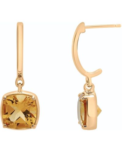 Miki & Jane Citrine Cushion Dangle Earrings - Metallic