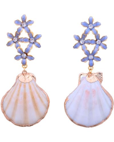 The Pink Reef Pearl Shell Dangles - Purple
