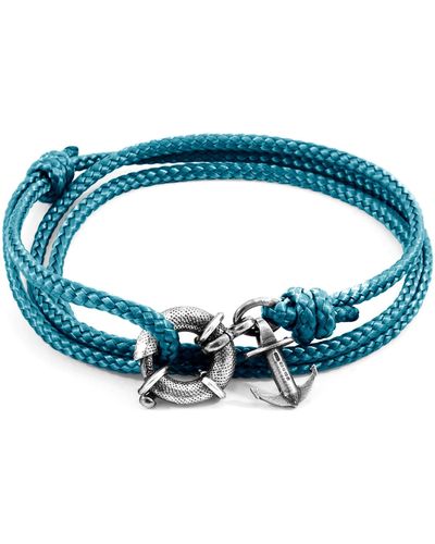 Anchor and Crew Ocean Clyde Anchor Silver & Rope Bracelet - Blue