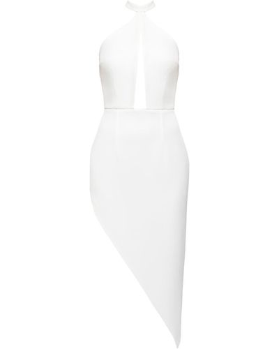 Nomi Fame Pamela Halter Neck Dress With Asymmetric Skirt - White