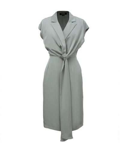 Smart and Joy Mat Satin Asymmetric Draped Panel Dress - Gray