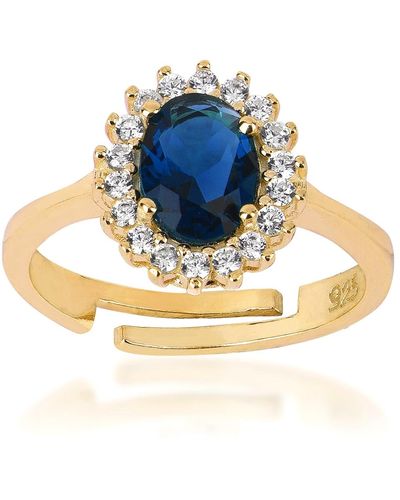 BY EDA DOGAN Diana Sapphire Adjustable Ring - Blue