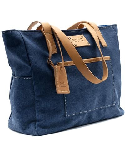 THE DUST COMPANY Tote In Cotton & Vegetable Tanned Leather - Blue