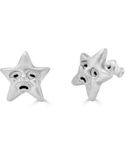 PUCKR Silver Starface Earrings - Metallic