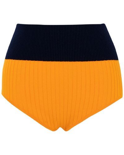 Peraluna Dora Rib Knit Shorts In Orange