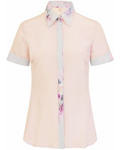 Sophie Cameron Davies Neutrals Soft Peach Fitted Silk Shirt - Pink