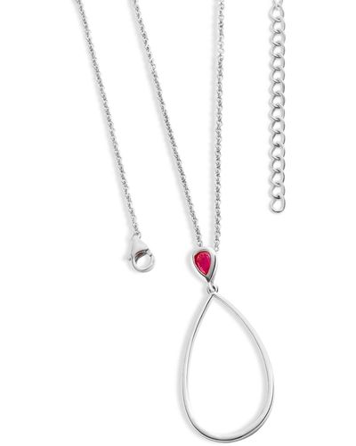 Lucy Quartermaine Long Petal Drop Necklace With Pear Cut Ruby - Metallic