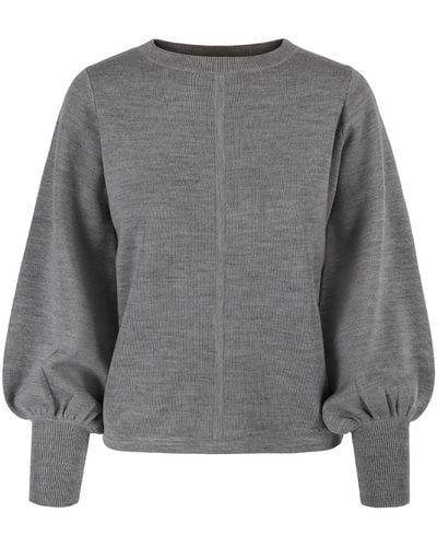 tirillm "alison" Merino Wool Sweater With Puffed Sleeves - Gray