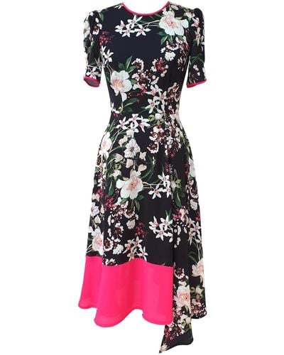 Mellaris Viviana Dress Black Floral Print - Pink