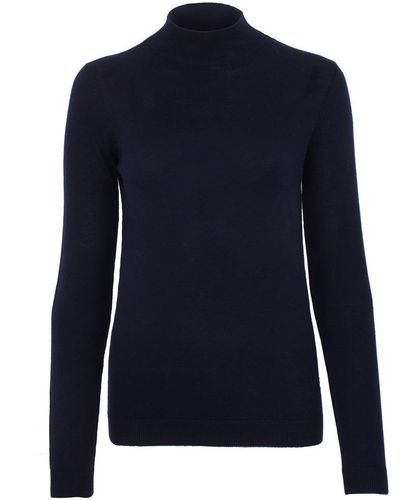 Paul James Knitwear Pure Extra Fine Merino Wool High Neck Hayley Jumper - Blue