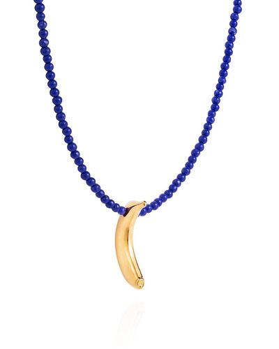 Lee Renee Banana Necklace Gold & Lapis Lazuli - Blue