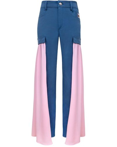 blonde gone rogue Statement Jeans With Detachable Side Veils In Blue And Pink