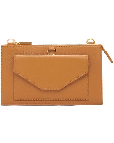 Lovard Neutrals Tan Leather Purse Wallet With Gold Hardware - Brown