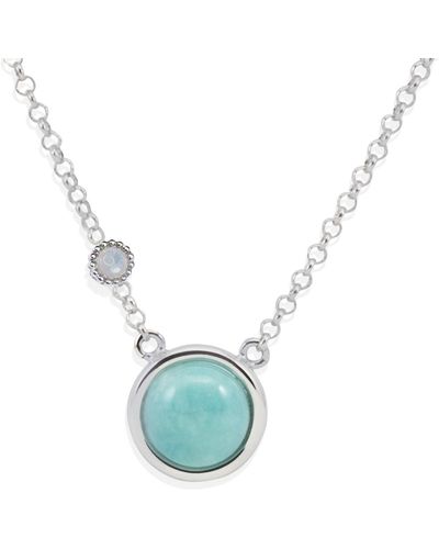 Vintouch Italy Satellite Sterling Silver Amazonite & Opal Necklace - Green