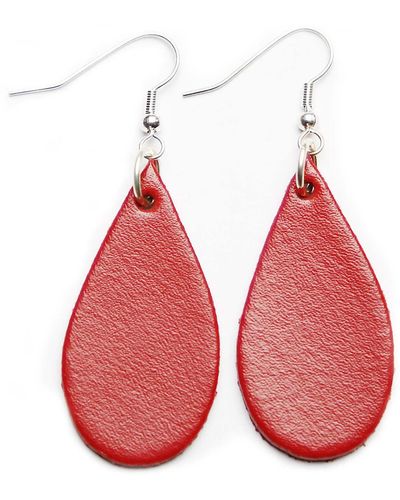 N'damus London Auricle Leather Earrings - Red