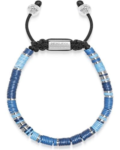 Nialaya Beaded Bracelet With Blue And Silver Disc Beads