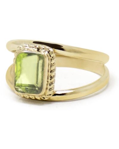 Vintouch Italy Luccichio Gold Vermeil Peridot Stacking Ring - Green