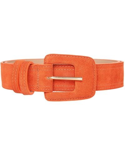 BeltBe Suede Rectangle Buckle Belt - Orange