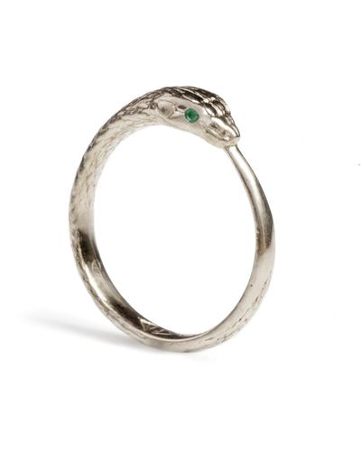 Rachel Entwistle Ouroboros Snake Ring With Emeralds - Metallic