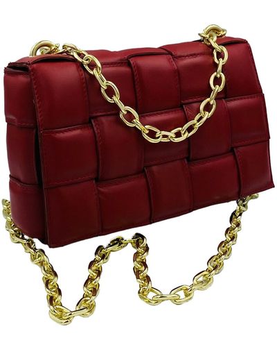 Angelika Jozefczyk Braided Leather Handbag Maroon - Red