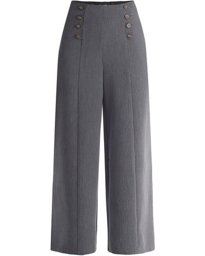 Paisie Button Waist Trousers In - Grey