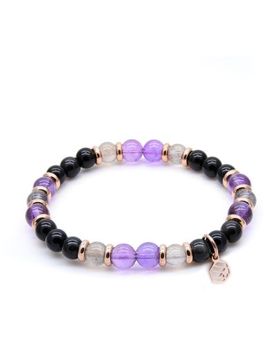 Jadeite Atelier Amethyst Moonstone Obsidian Beaded Bracelet - Purple