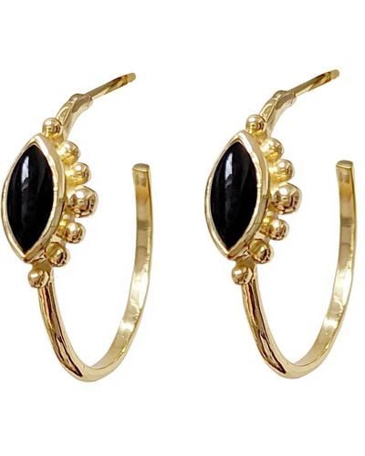 Mirabelle Osiris Black Onyx Creole Earrings - Metallic