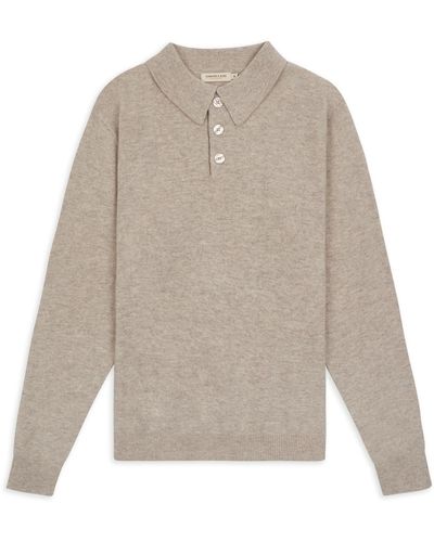 Burrows and Hare Knitted Polo - Gray