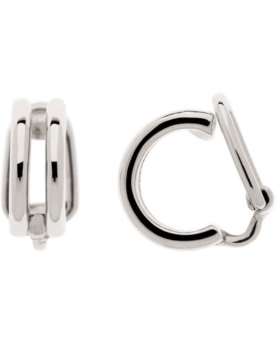 Emma Holland Jewellery Platinum Double Hoop Mini Clip Earrings - White