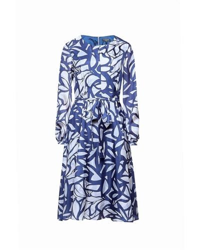 Rumour London Freya Printed Silk Midi Dress - Blue