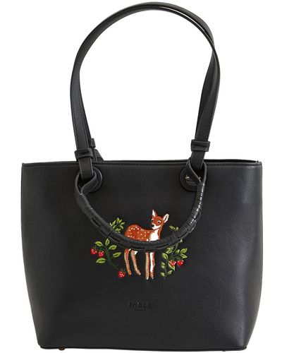Fable England Fable Fawn Embroidered Tote - Black