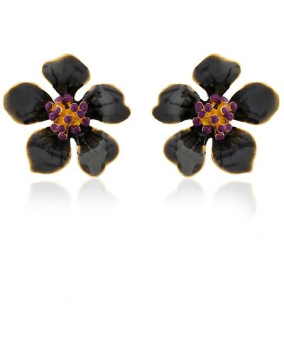 Milou Jewelry Cherry Blossom Flower Earrings - Grey