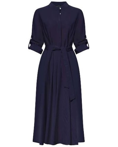 James Lakeland Roll Sleeve Midi Dress Navy - Blue