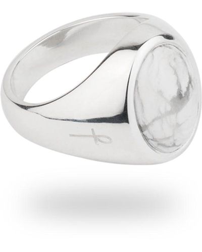 Phira London Silver Jamestown White Howlite Oval Stone Ring