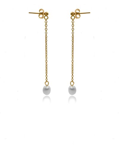 VIEA Corine Real Freshwater Long Tassels Drop Pearl Earrings - White