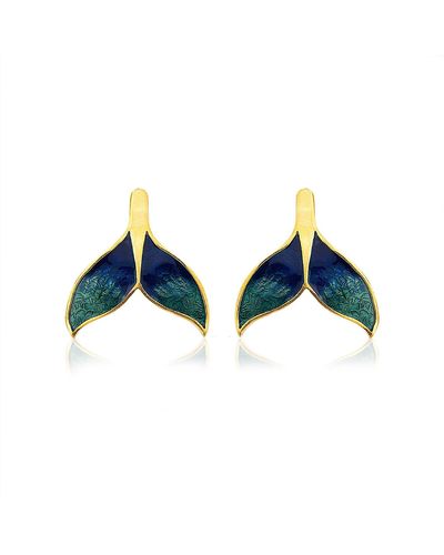 Milou Jewelry & Navy Blue Whale Tail Earrings - Green