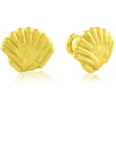 Arvino Seashell Studs - Yellow