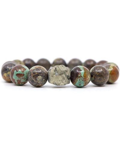 Shar Oke Turquoise & Raw Pyrite Beaded Bracelet - Metallic