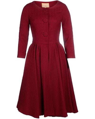 Santinni 'lady' Italian Wool Swing Dress Coat In Rosso - Red