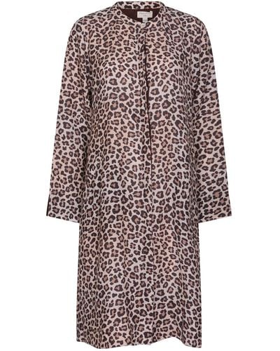 NoLoGo-chic Super Mix Coat Dress Linen Leopard - Brown
