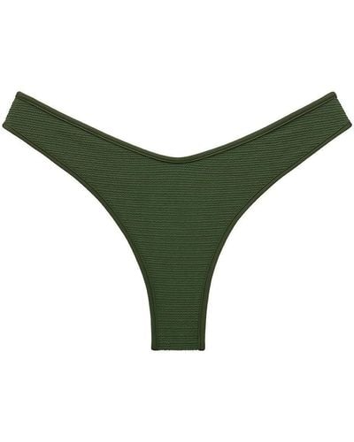 Montce Olive Micro Scrunch Lulu Zig-zag Stitch Bikini Bottom - Green